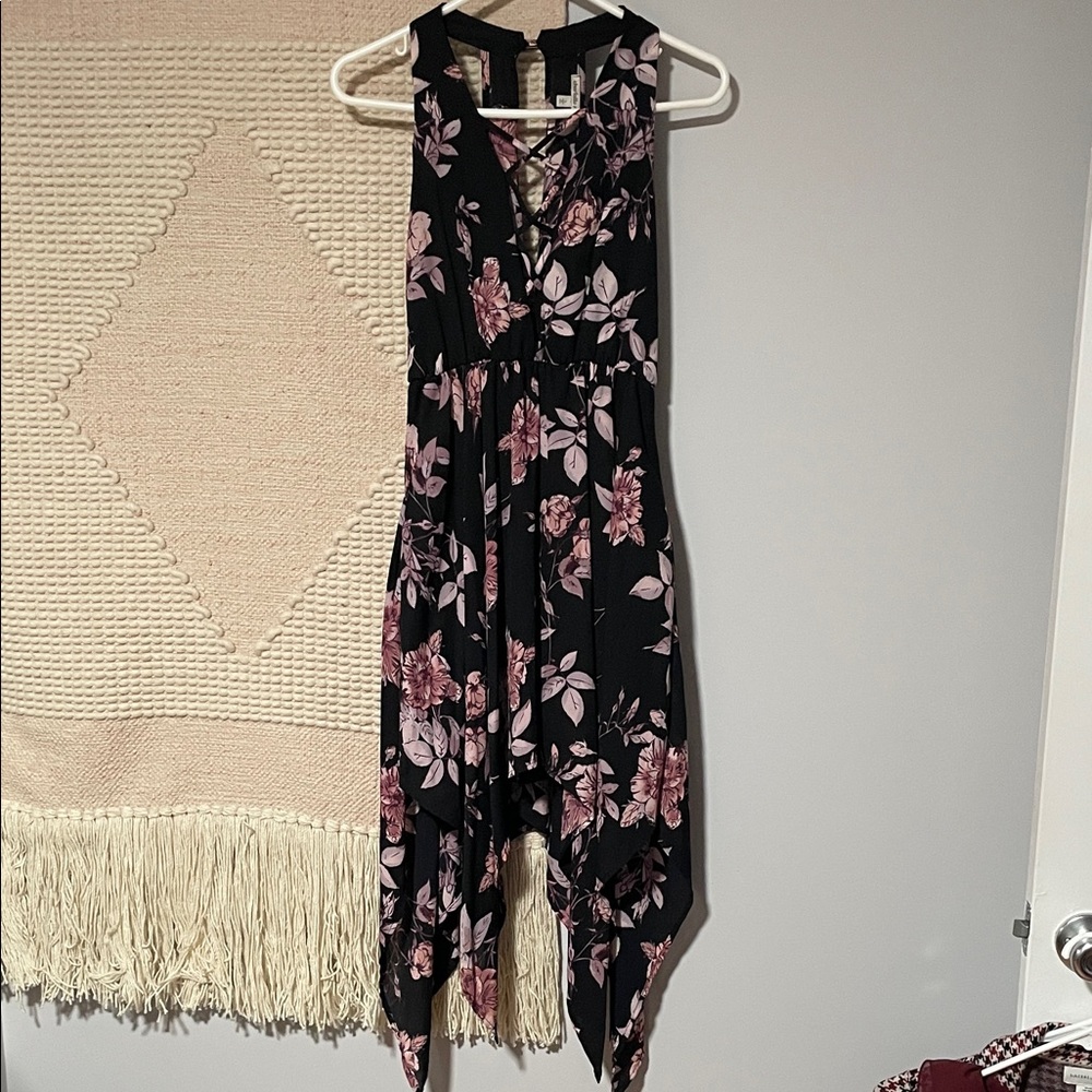 Charlotte Russe Black Dress with Pink Floral Design